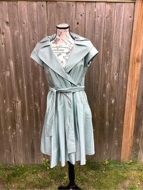 Sage Green Wrap Midi Dress with Self-Tie Belt